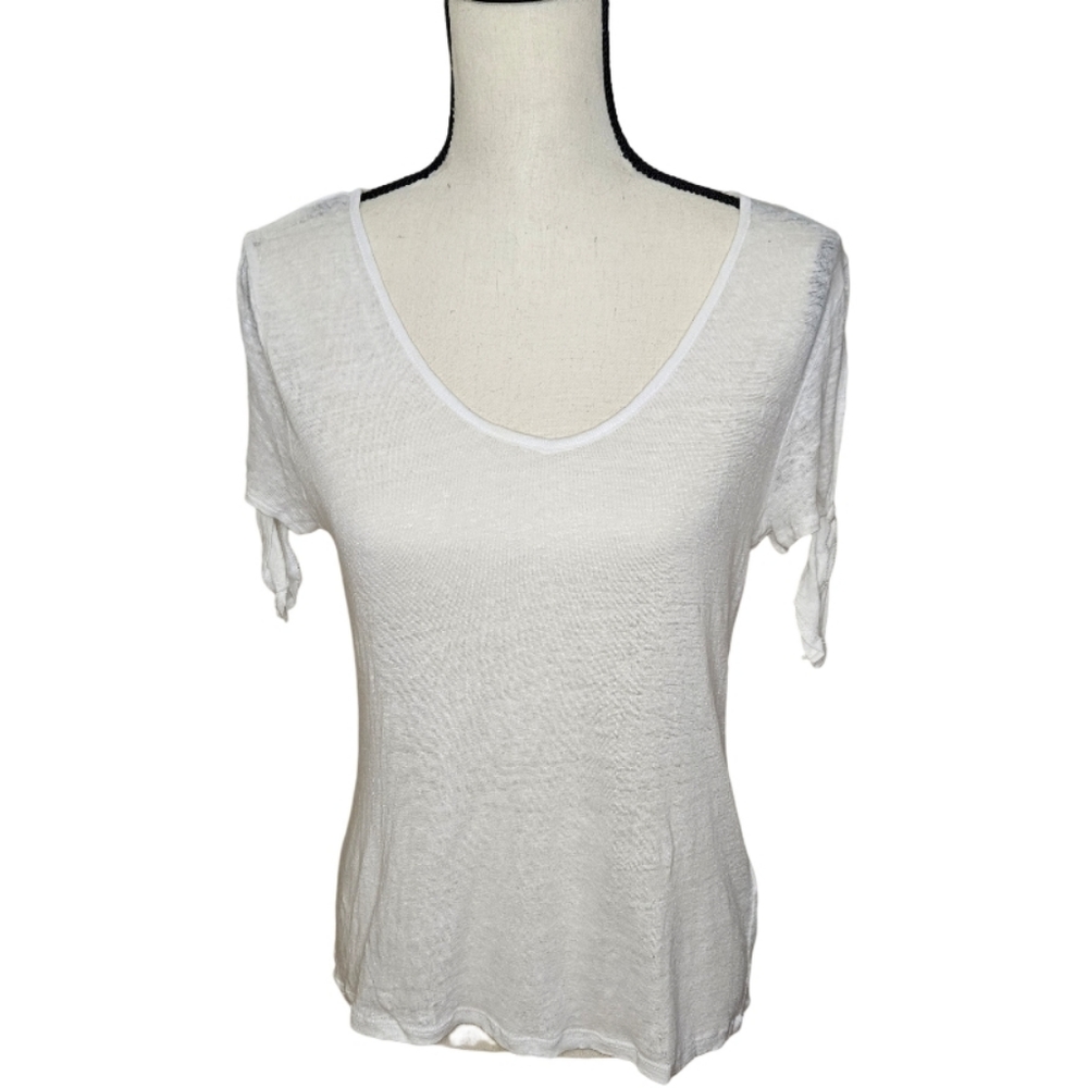 Vince Camuto White Top with Tie Sleeves